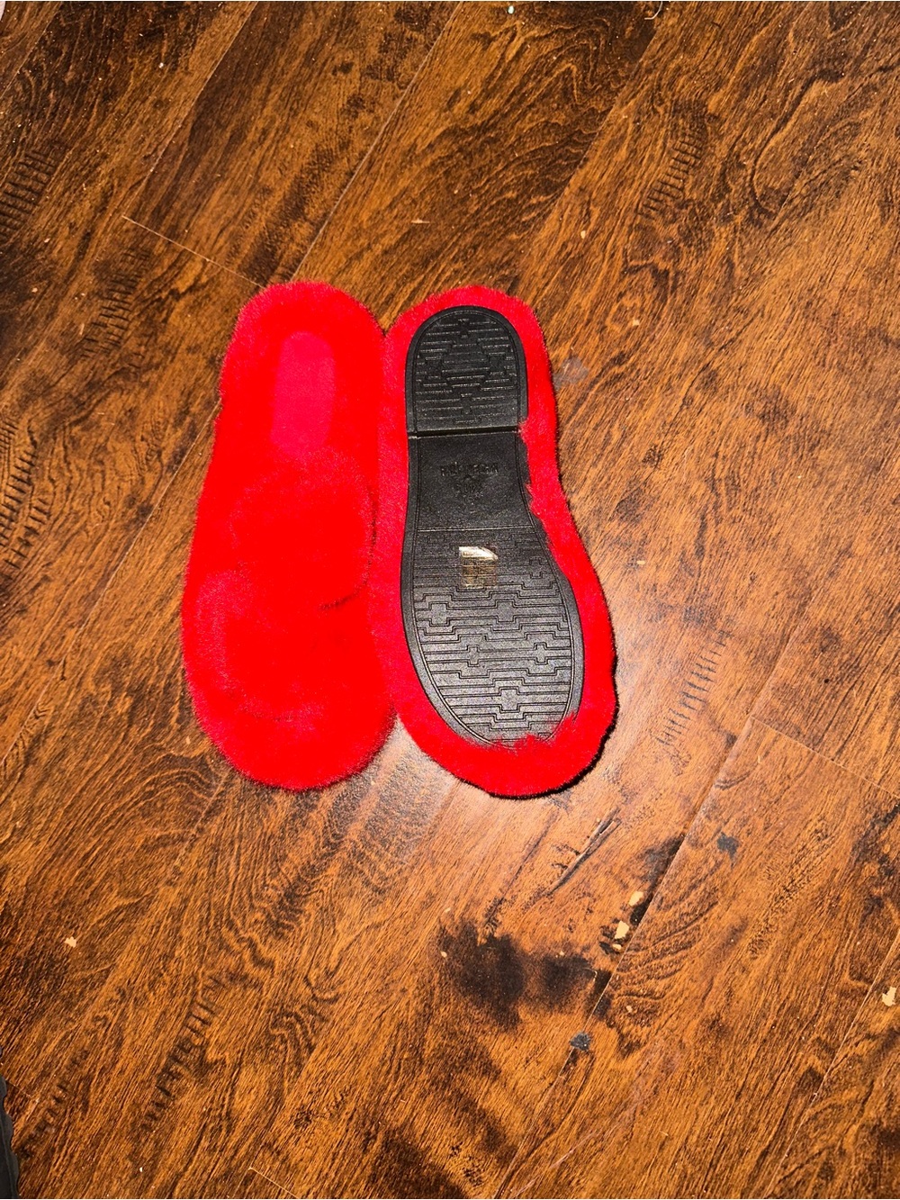 Red Furry Slide Slippers - Picture 10 of 11